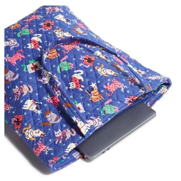 NWT, Vera Bradley, Large North South Tote, Catnip Christmas, Cotton, Large - Picture 3 of 4